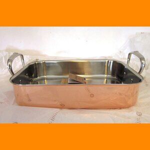 New De Buyer Inocuivre Copper Stainless Steel Lined Roasting Pan Dish